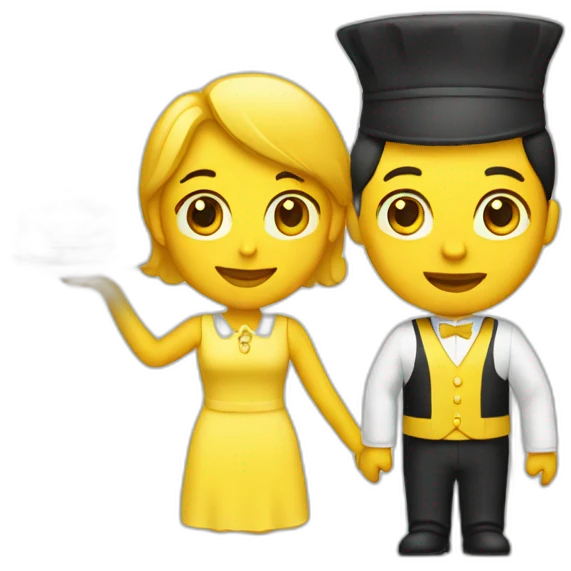yellow lady with waiter dress emoji