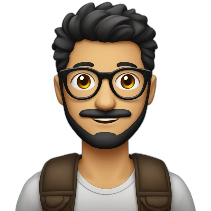 chico guero con lentes hipster, cabello negro despeinado con arete en la oreja izquierda sin barba sin bigote emoji