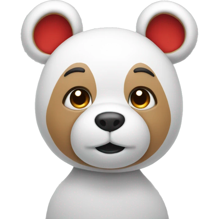 white teddy bear wearing a red bun emoji