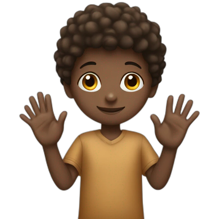 African boy making sign heart with hands emoji