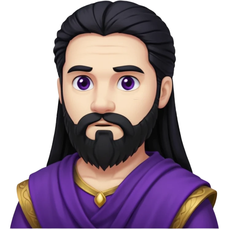 Pluto, Death God from Rome Mythology with long black hair and beard, black and purple outfit emoji