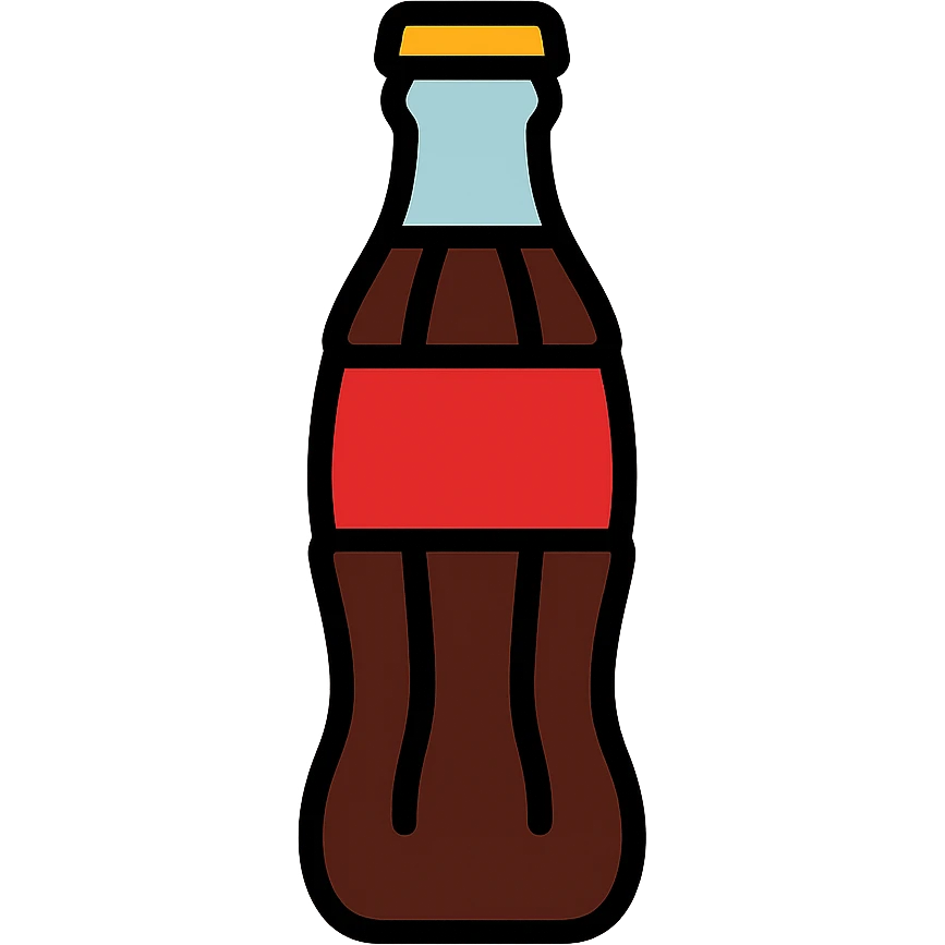 classic Coca-Cola glass bottle, red label, minimal background emoji