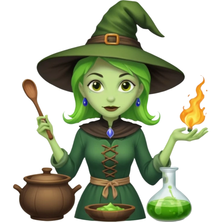 green witch cooking potion emoji