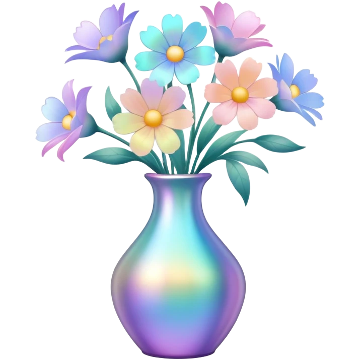 Iridescent vase with pastel flowers emoji