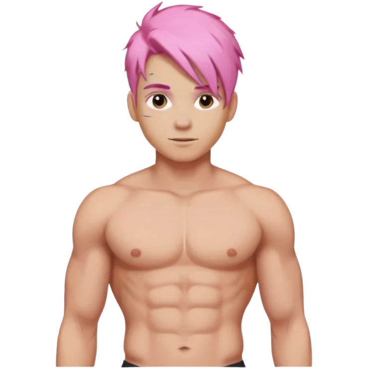 Male pink hair abs 6pack core blonde skin curves emoji