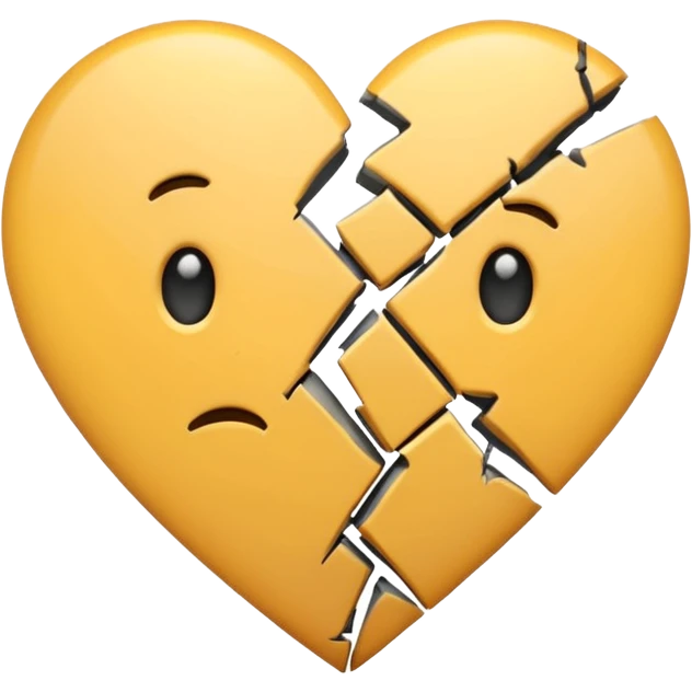 A fragmented heart emoji, broken into several distinct pieces, with a sense of melancholy and despair emoji