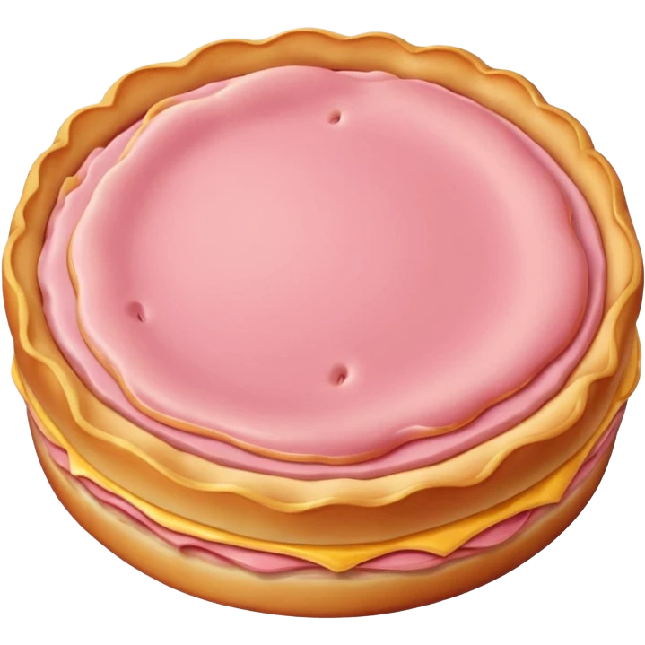 single Canadian bacon slice, round, pink, golden edge emoji