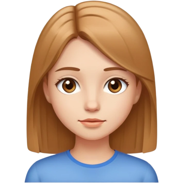 Chica de frente linda con pelo castaño claro lacio emoji