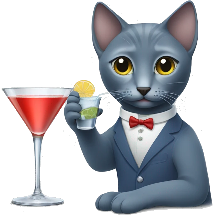 Russian blue drinking a martini emoji