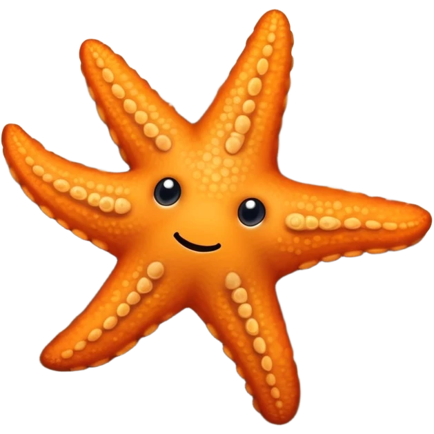 An orange starfish with a sad face slowly drifts along the ocean floor, feeling a little down emoji
