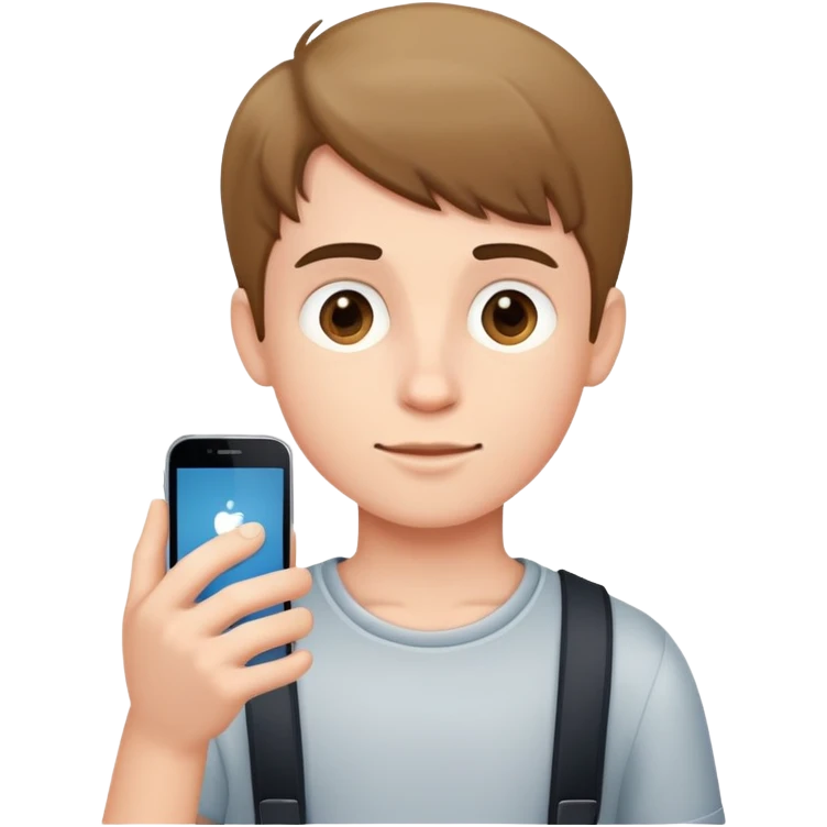 A boy with mobile  emoji