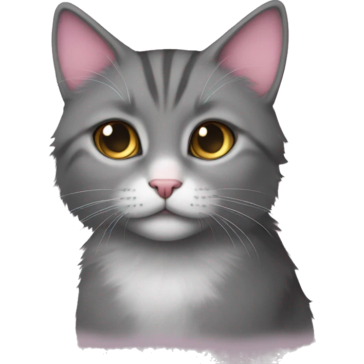 Boy grey cat pink nose curcle fave fluffy emoji