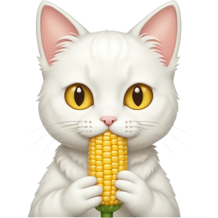 白色猫猫吃玉米的头像 emoji
