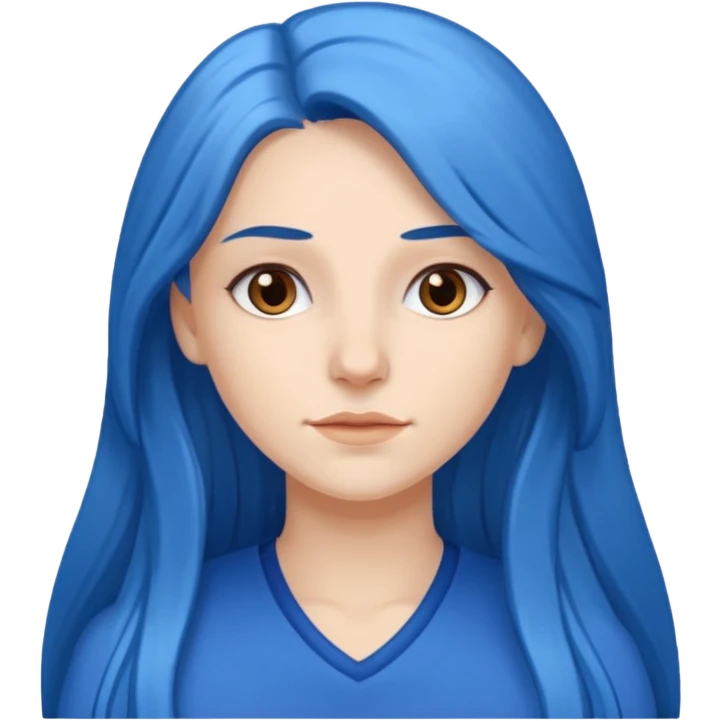 Fehér nő, kék hosszú haj, barna szem emoji