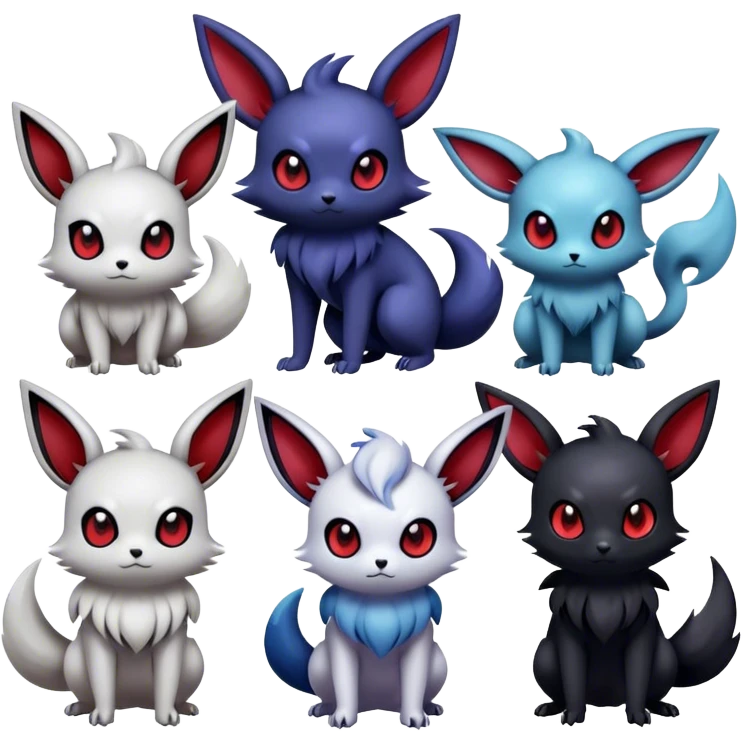 Cool Cute Kawaii Noibat-Eevee-Absol-Zorua-Umbreon-Pokemon Full Body   emoji