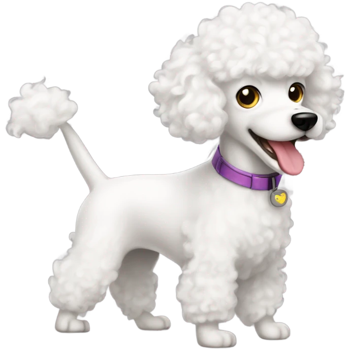 curly white dog poodle, electric and hyperactive  emoji
