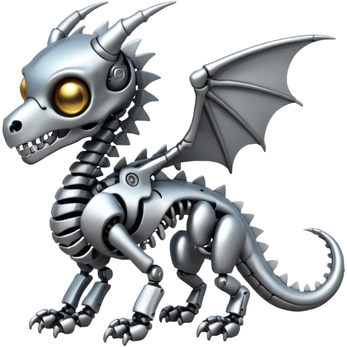 A skeleton robot dragon tiny cute emoji