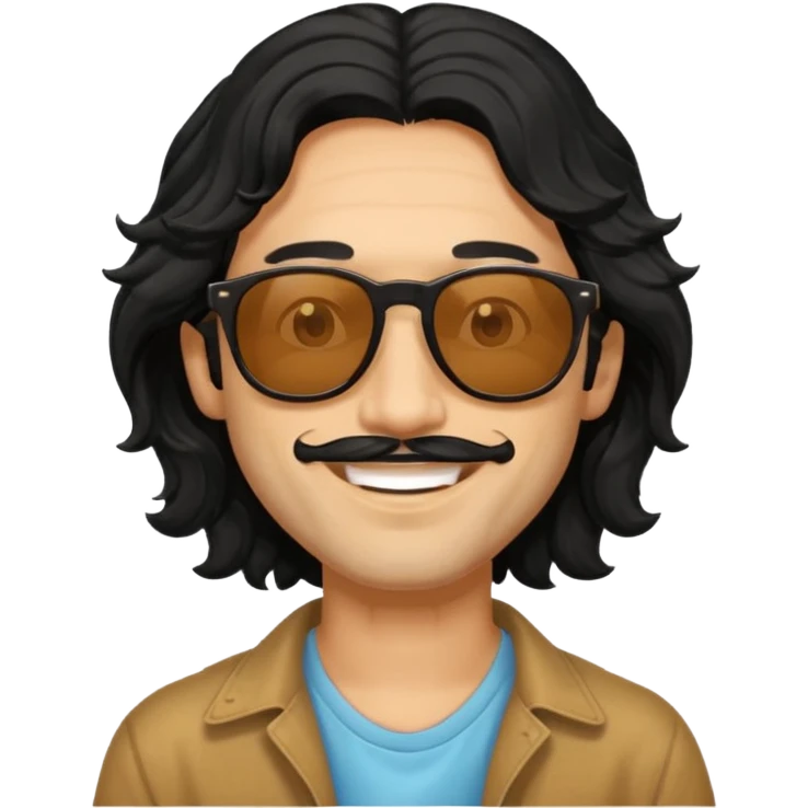 man in hippies type, wearing sunglasses, black wavy hair emoji