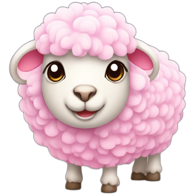Cute sheep with pink hairs emoji