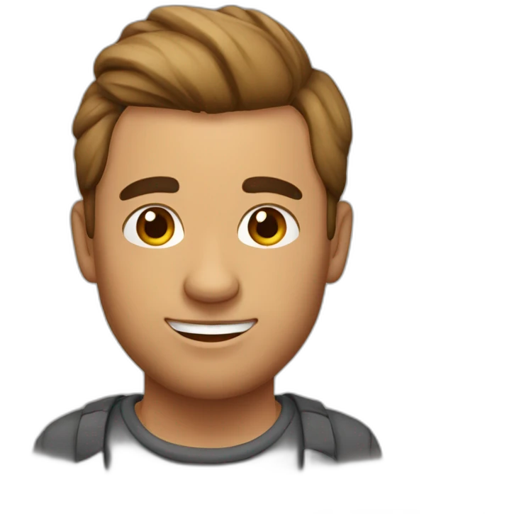 man with bun and bear emoji