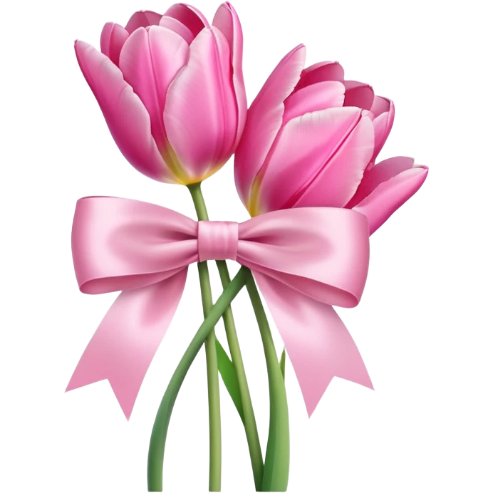 Pink tulips with a bow emoji
