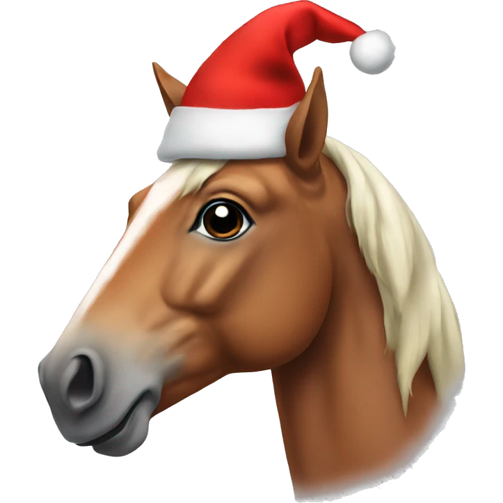 Horse wearing Christmas hat emoji