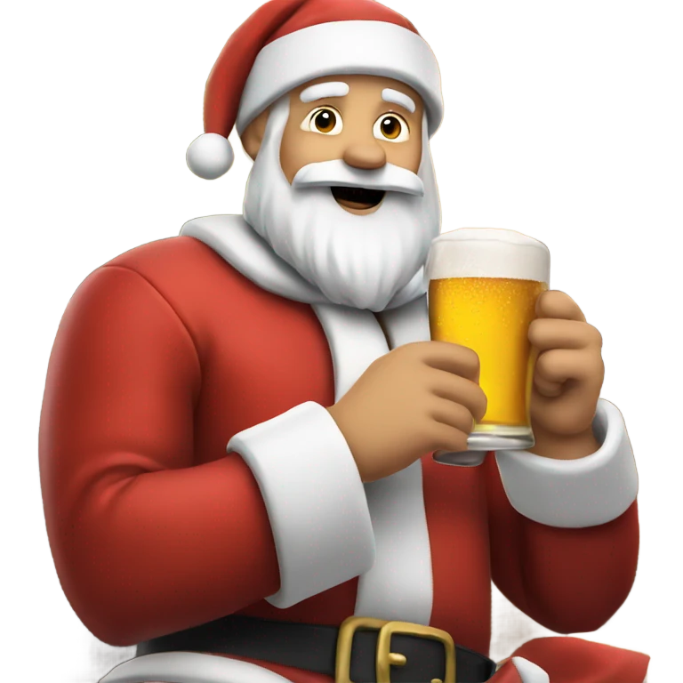 Santa drinking a beer emoji