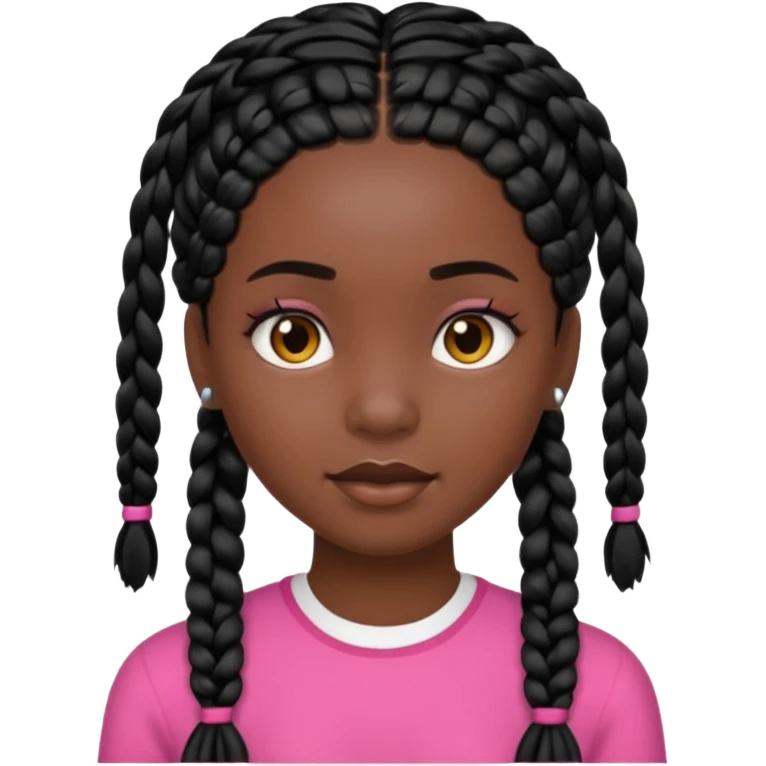 very black skin girl with black braids emoji