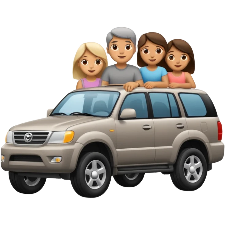 Grey suv with family emoji