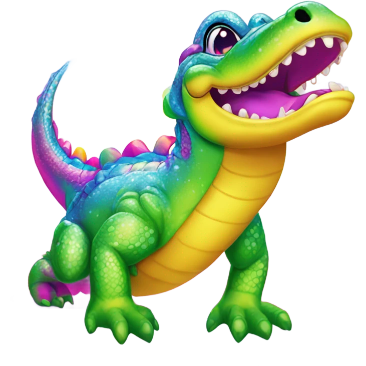 Lisa Frank sparkle rainbow cute alligator  emoji