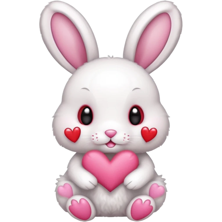 Bunny with bows and hearts emoji