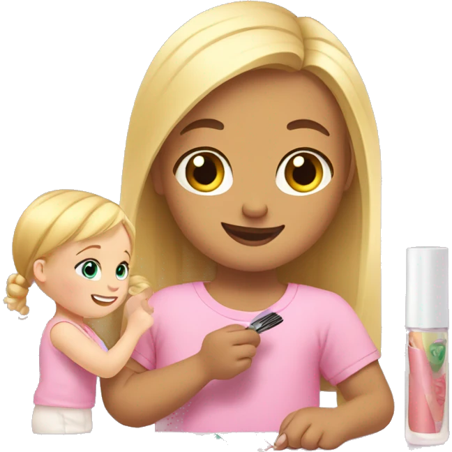 blonde babydaughter gives blonde dad a manicure emoji