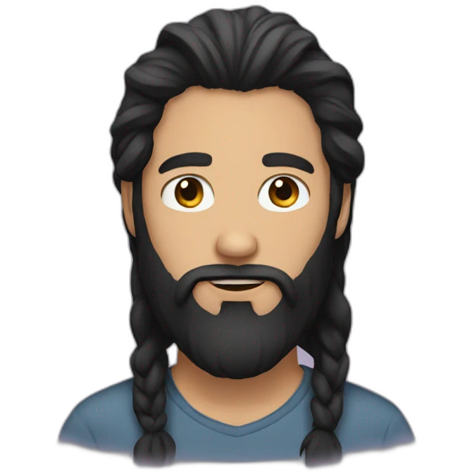 guy with black long hair and a beard emoji