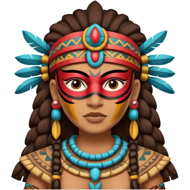 face full maya mask tradational mayan woman warrior half boudy  emoji