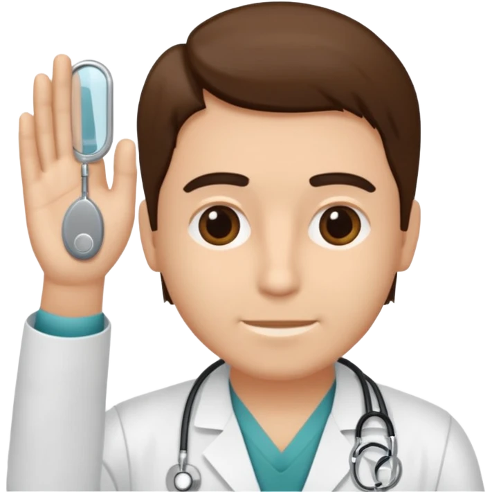 Radiografía de mano sostenida por un médico sin estetoscopio bata blanca  piel clara cabello café obscuro hombre emoji