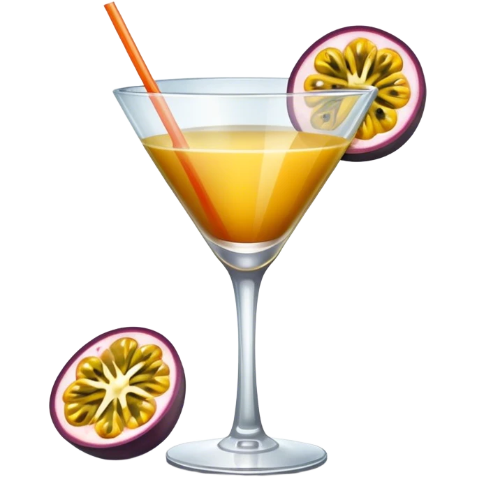Cocktail glass with half passionfruit emoji