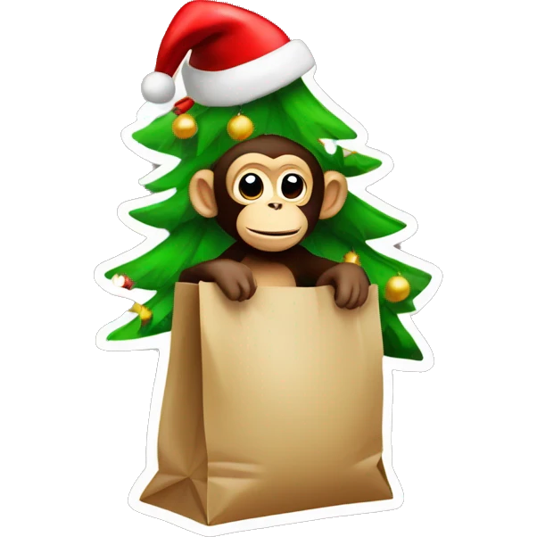 Monkey have Christmas tree in bag emoji