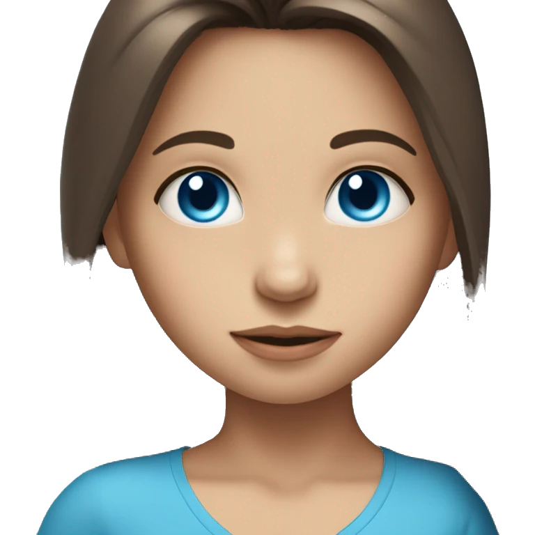 Long haired Brunette girl with blue eyes holding toddler blue eyes Brown Hair  emoji