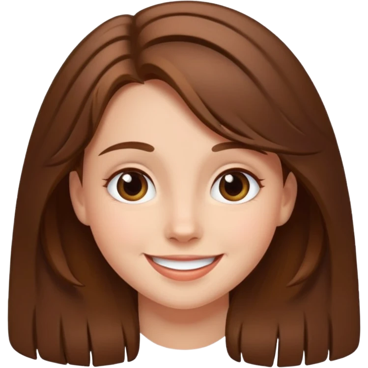 happy girl named Tess, brown hair, cheerful face emoji