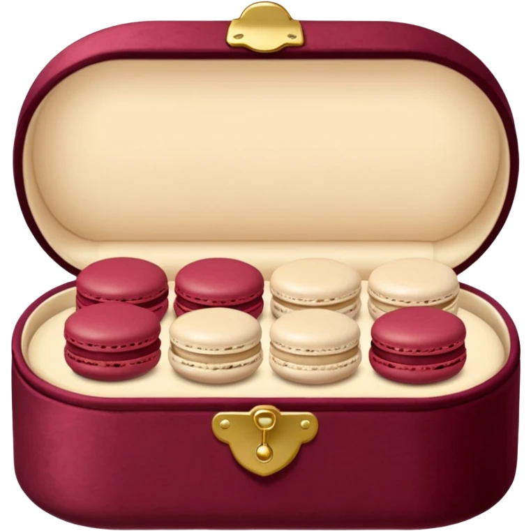lots of light beige macarons in a burgundy box emoji