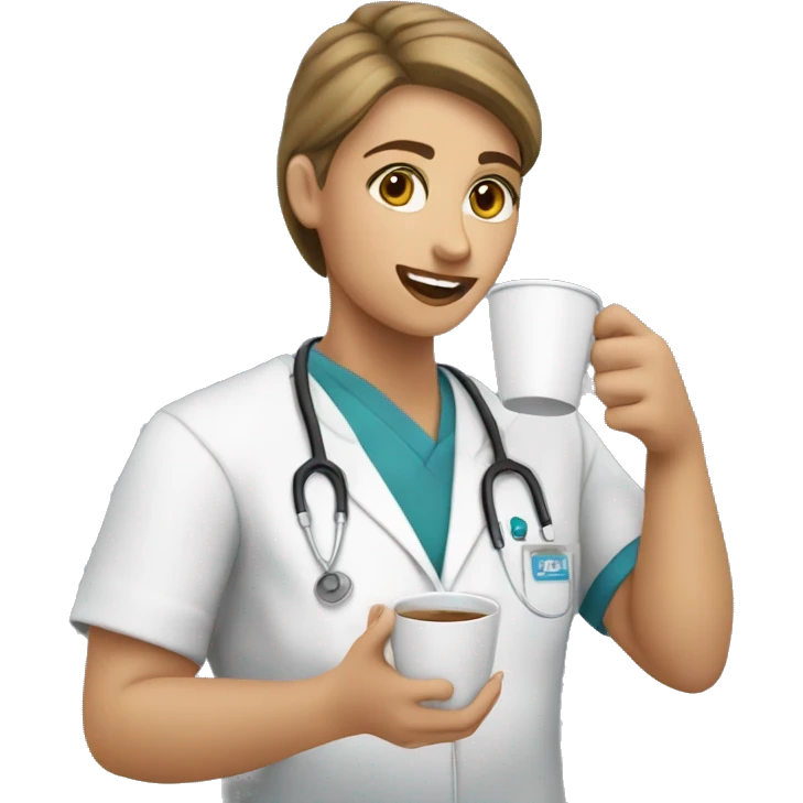 A nursing student drinking coffee emoji