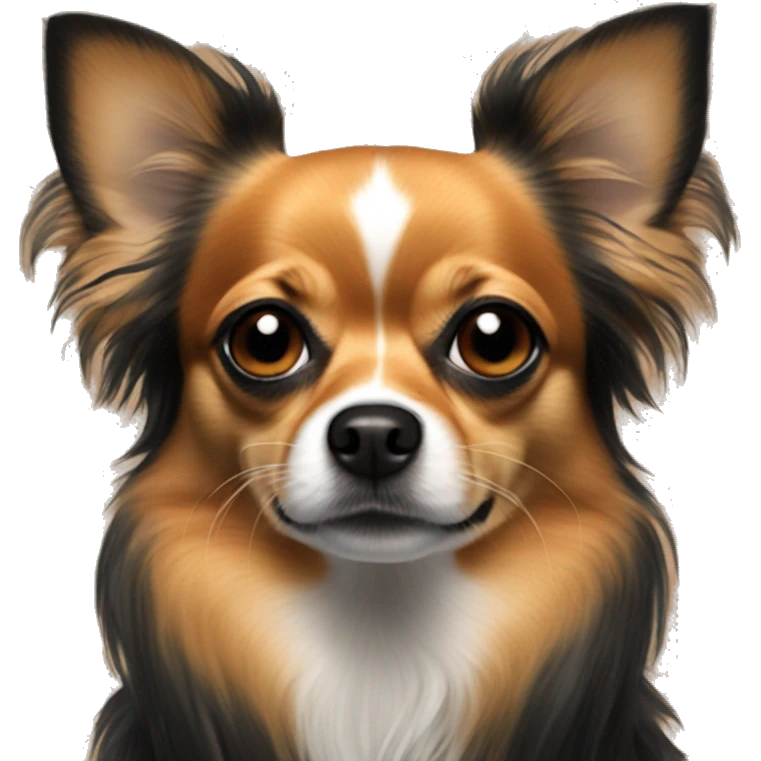 All dark orange long hair chihuahua black muzzle emoji