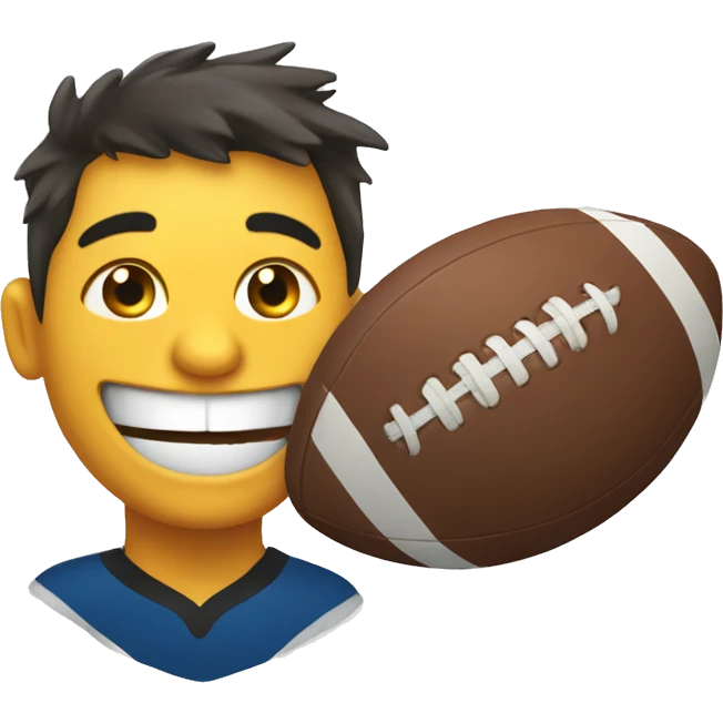 HAPPY WITH A RUGBY BALL emoji