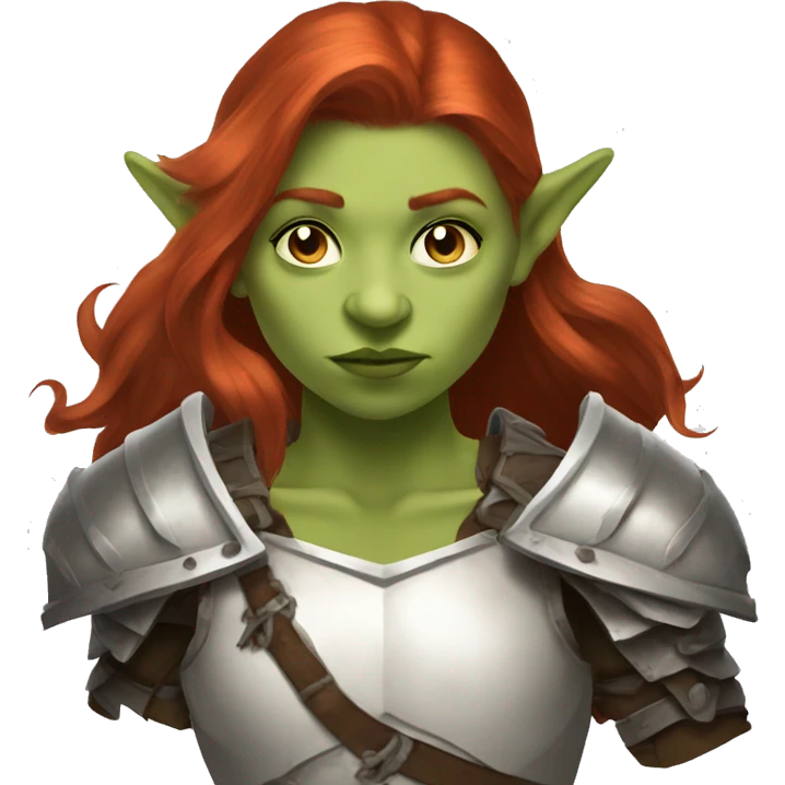 orc redhead with heavy white armor fantasy emoji