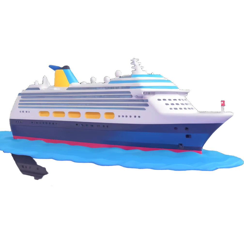 A modern cruise ship sailing on the ocean emoji