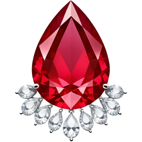enchanted ruby talisman radiating passion and renewal, teardrop shape, surrounded by shimmering white stones emoji