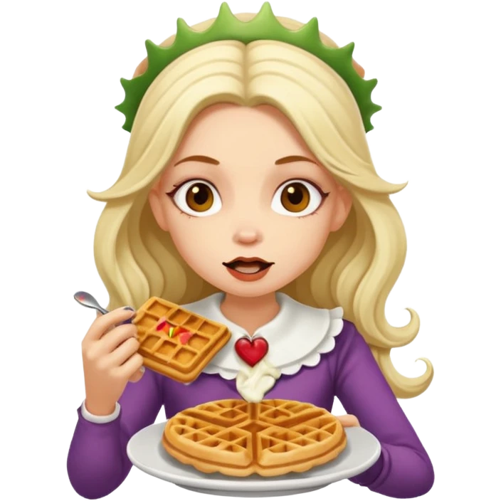 Waffles and coffee addict mad elf princess  emoji