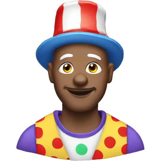 Bald man wearing a clown hat emoji
