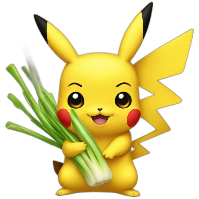 Pikachu with Leek emoji