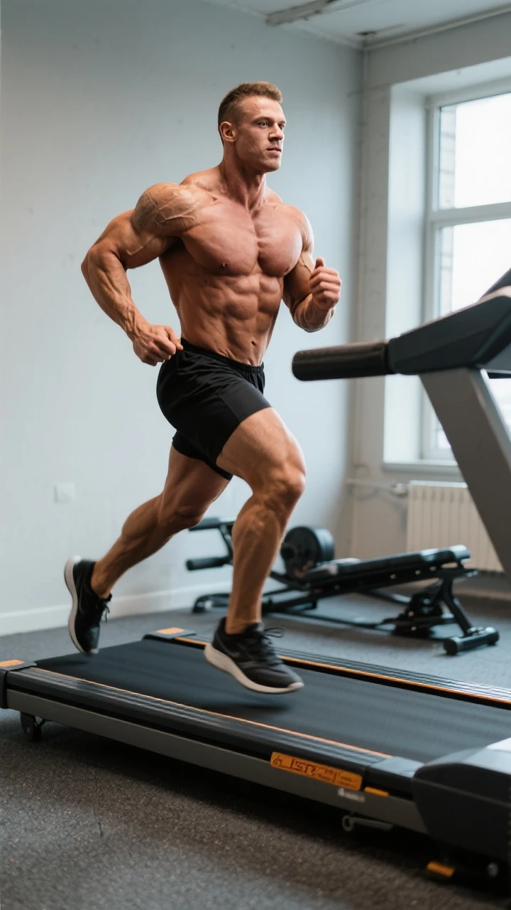 bodybuilder che corre sul tapisroulant emoji